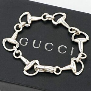 GUCCI Horsebit Chain Bracelet 7.9" Silver 925 Auth w/Box #1662-9